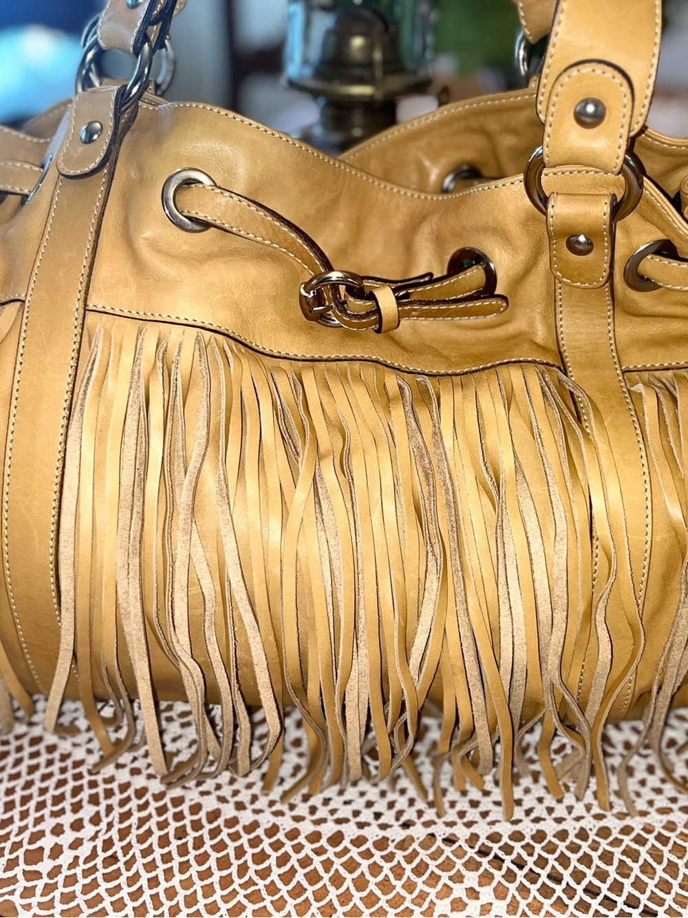 Cavalcanti Rare Large Real Leather Fringe Bag with Original Dust Bag - Picture 2 of 14